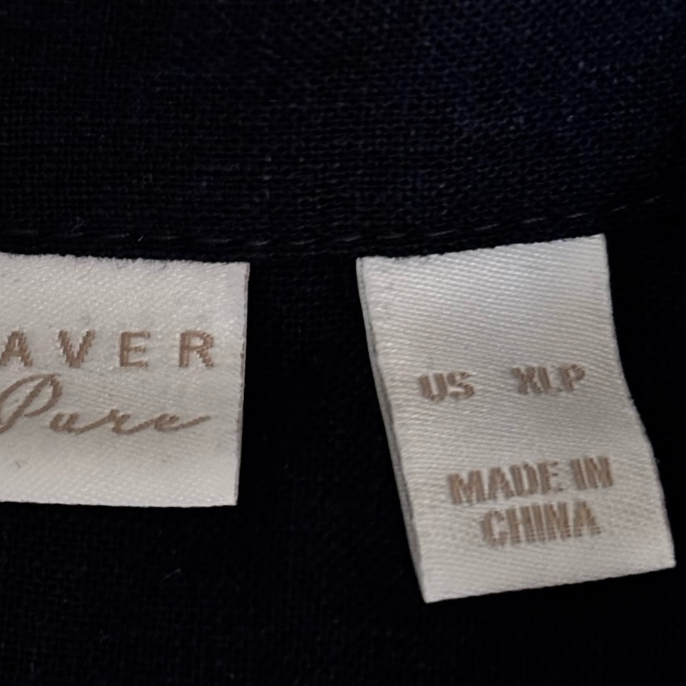 Susan Graver Navy Button Down Shirt 55% Linen 45% Rayon - Picture 3 of 4